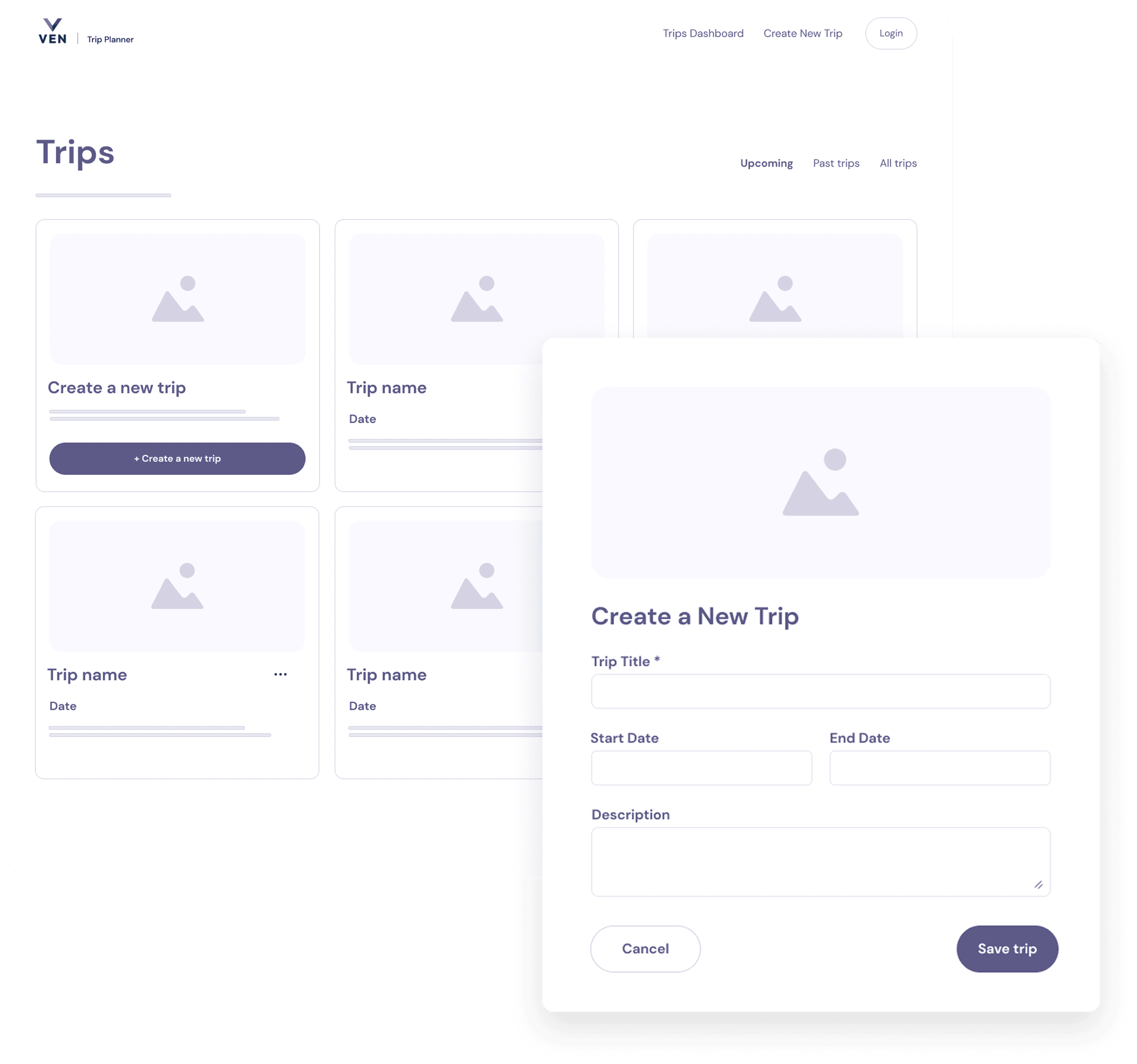 Ven Trip Planner app interface on laptop and mobile