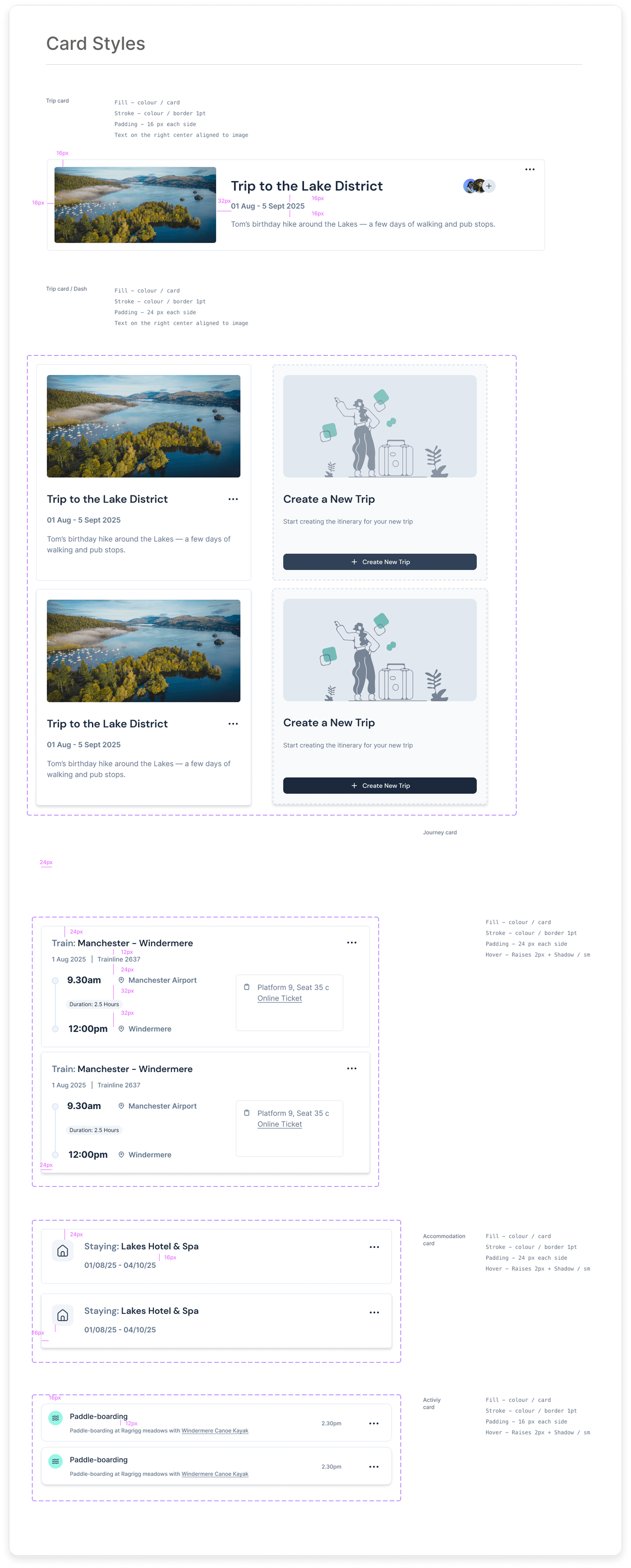 Ven Trip Planner app trip page interface