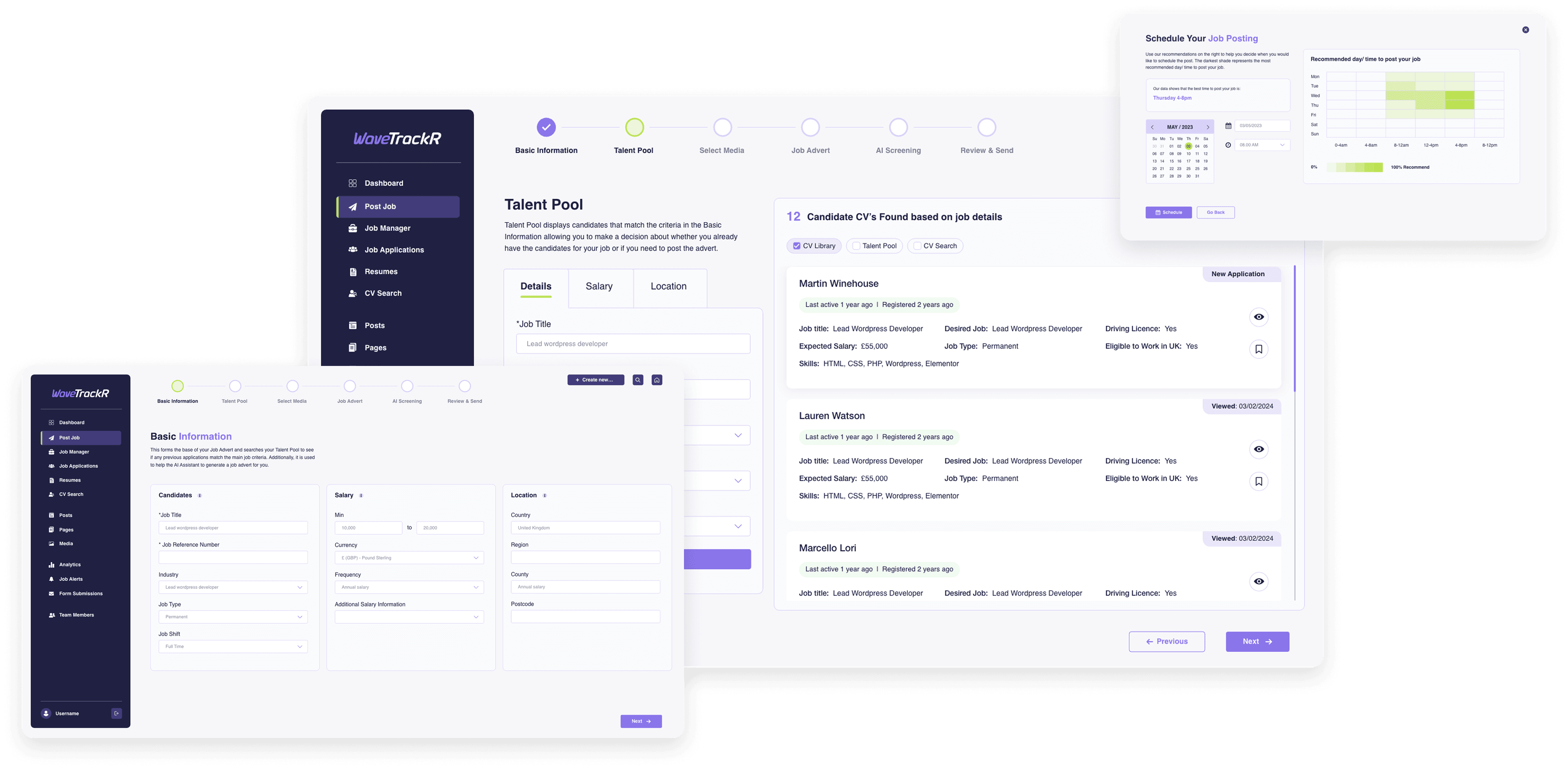 WaveTrackR Job Posting Workflow interface